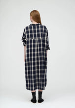 Load image into Gallery viewer, Floret Shirtdress Check Dark Navy