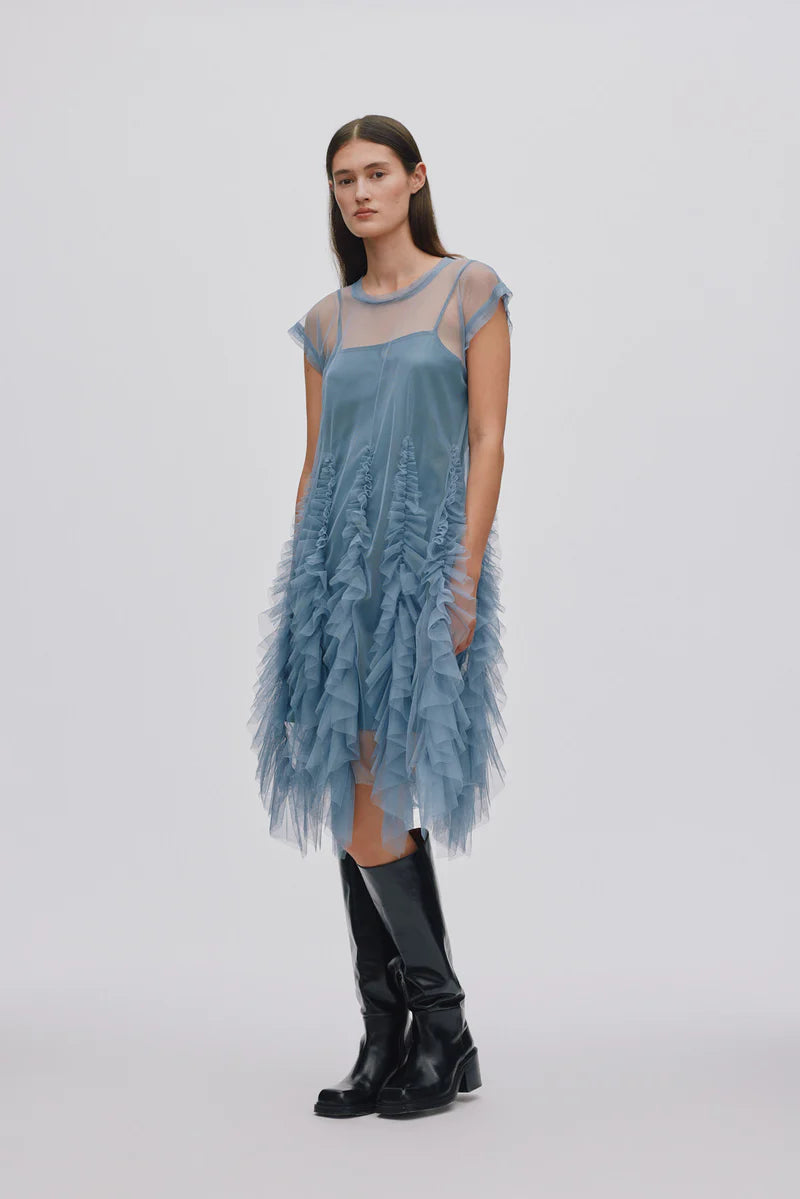 Frilly tulle dress Ghita I Dusty blue
