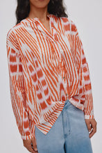 Load image into Gallery viewer, Sibyl Ikat Voile Shirt Mandarin Pink Ivory
