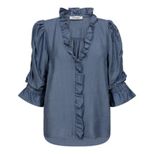 Load image into Gallery viewer, Heracc frill ss blouse - dove blue
