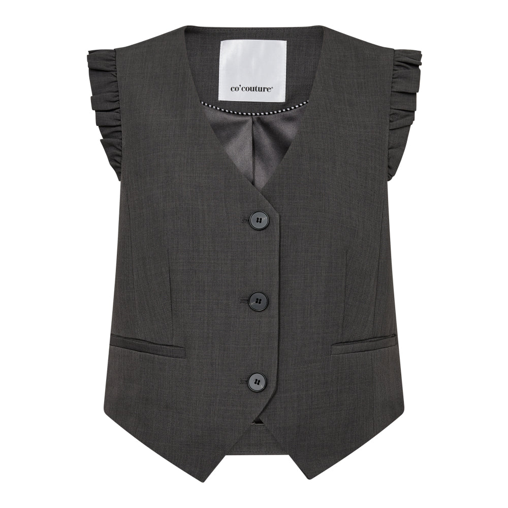 Lianecc Frill Tailor Vest Dark Grey