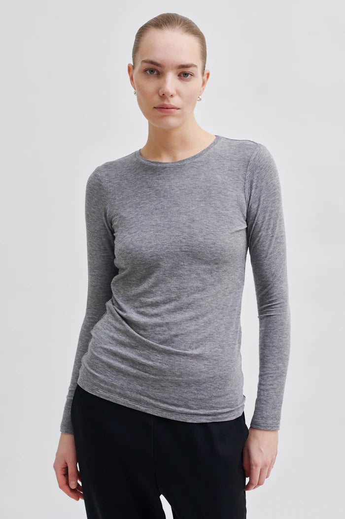 Matima O Neck Tee Grey Melange