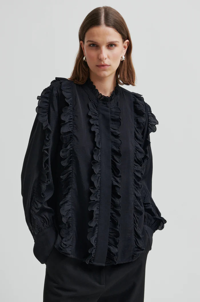 Cally Frill Shirt Black
