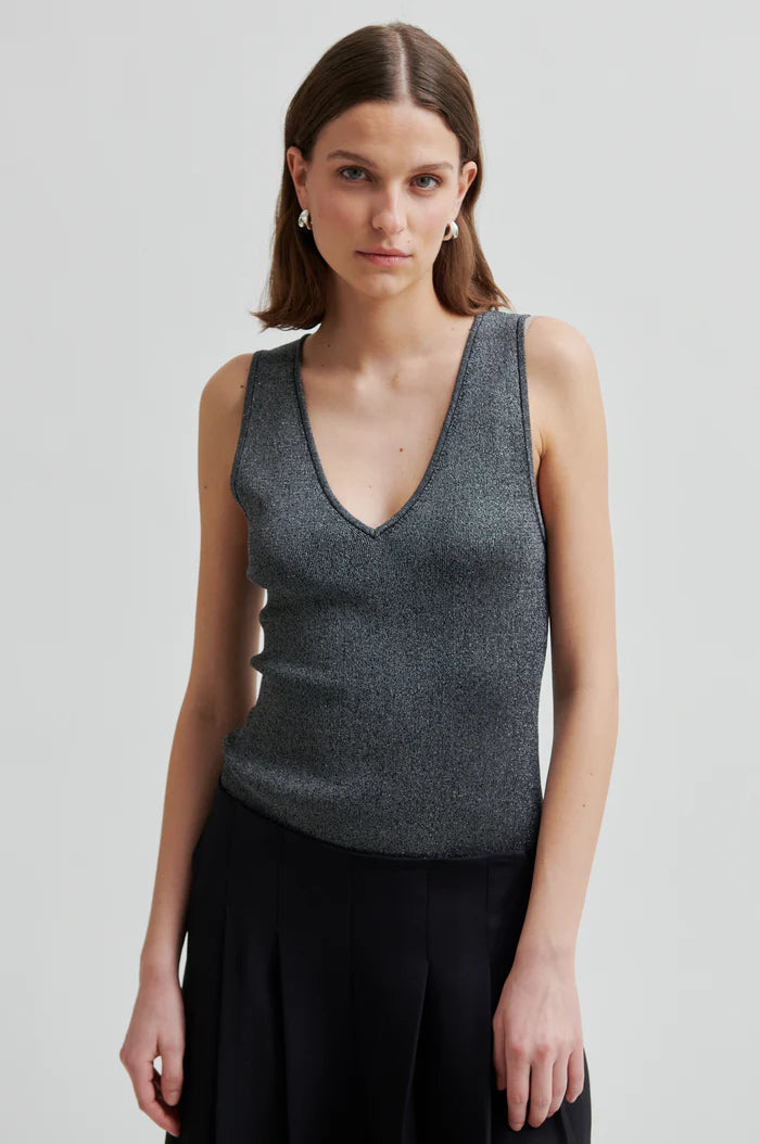 Bright Knit Top Gun grey