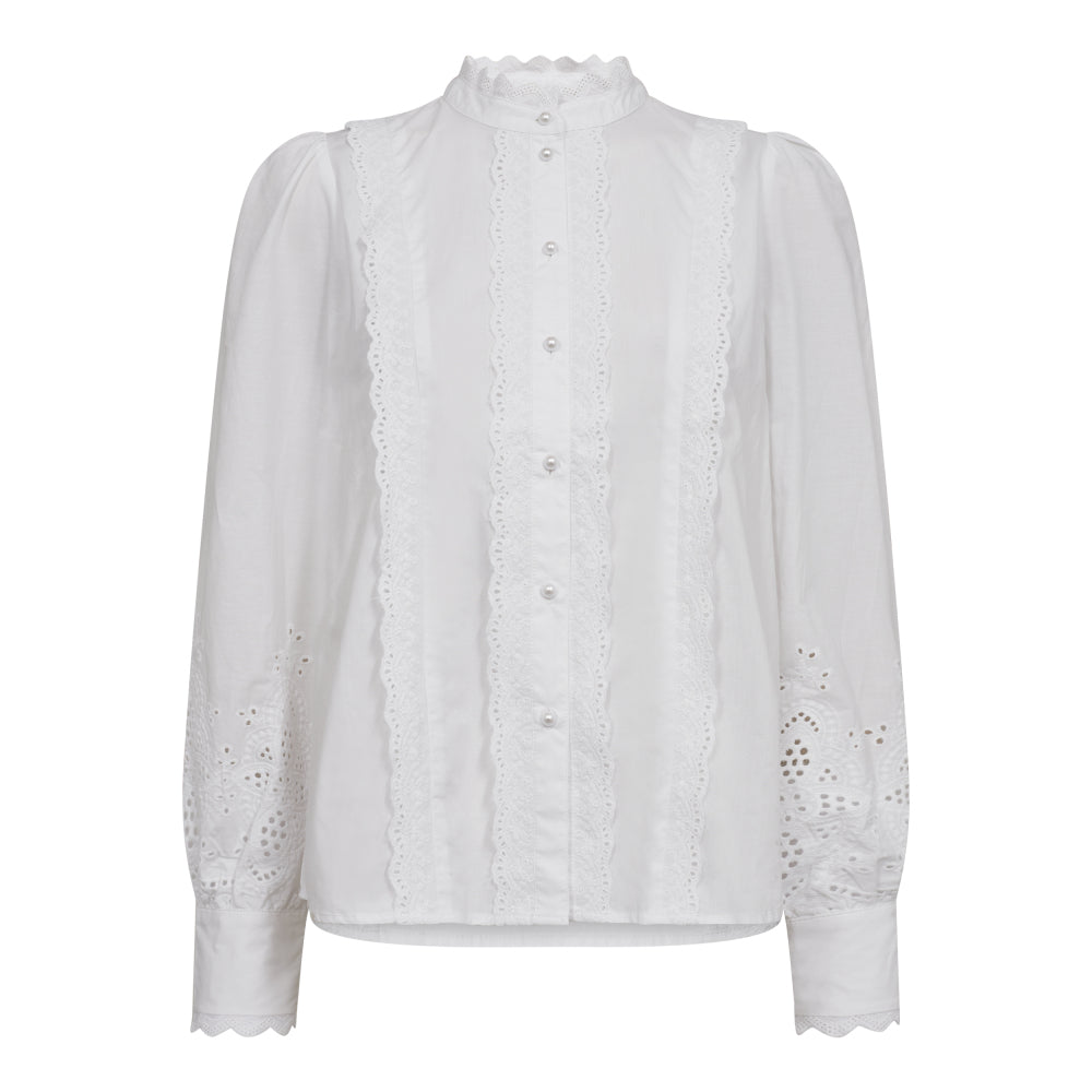 Allycc anglaise pearl shirt  - white