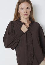 Hlaða mynd inn í gallerískoðara, Shinacc Frill Ls Shirt Dark Brown
