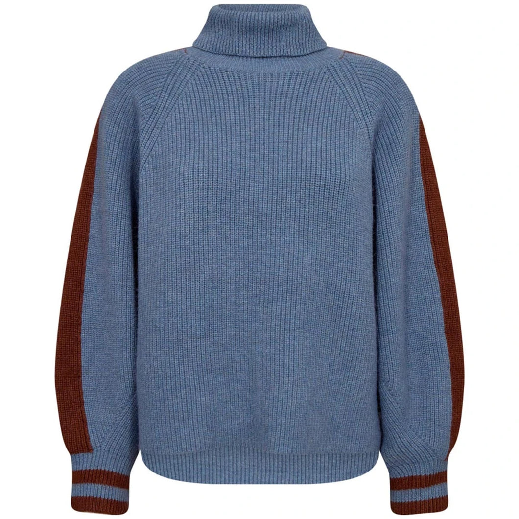 Rowcc Roll Neck Rib Neck Blue