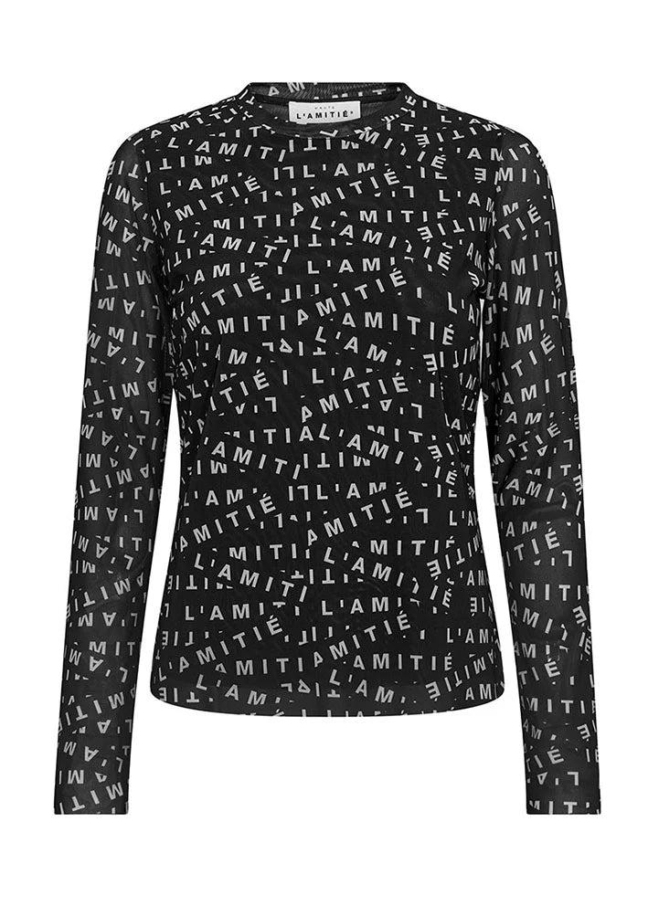 L´Amite Mesh Ls O neck Black