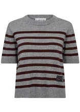 Load image into Gallery viewer, Cash Stripe SS O Neck Grey amarone
