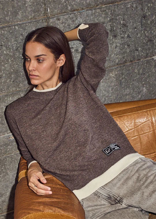 Cash Two in One Pullover Mocca OFF White