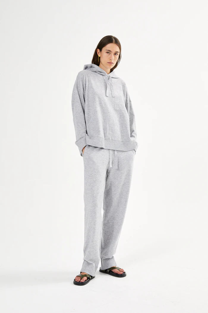 Helena Knit Lounge Over Size Hoodie - Grey Melange