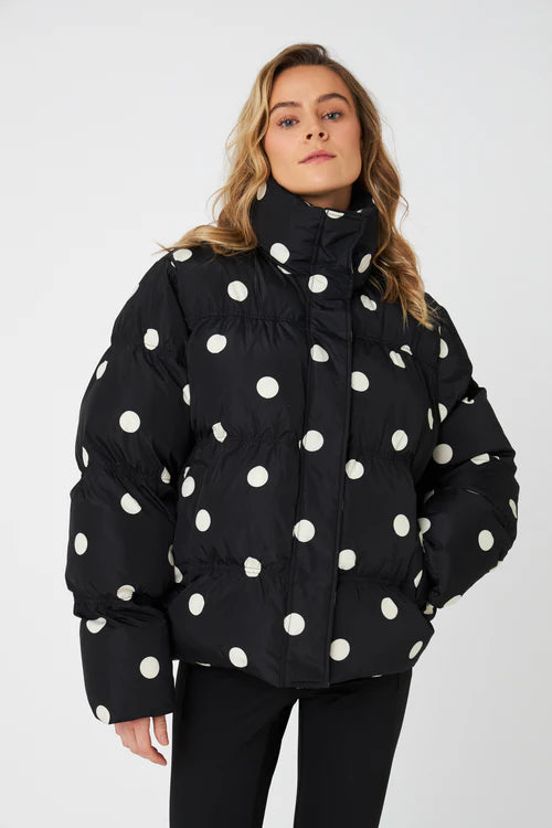 Valenciacras Puffer Jacket - Black White Dot