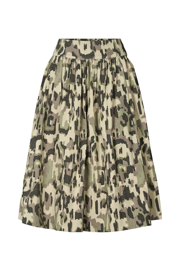 Silke Cyber drill full skirt - Olive combo