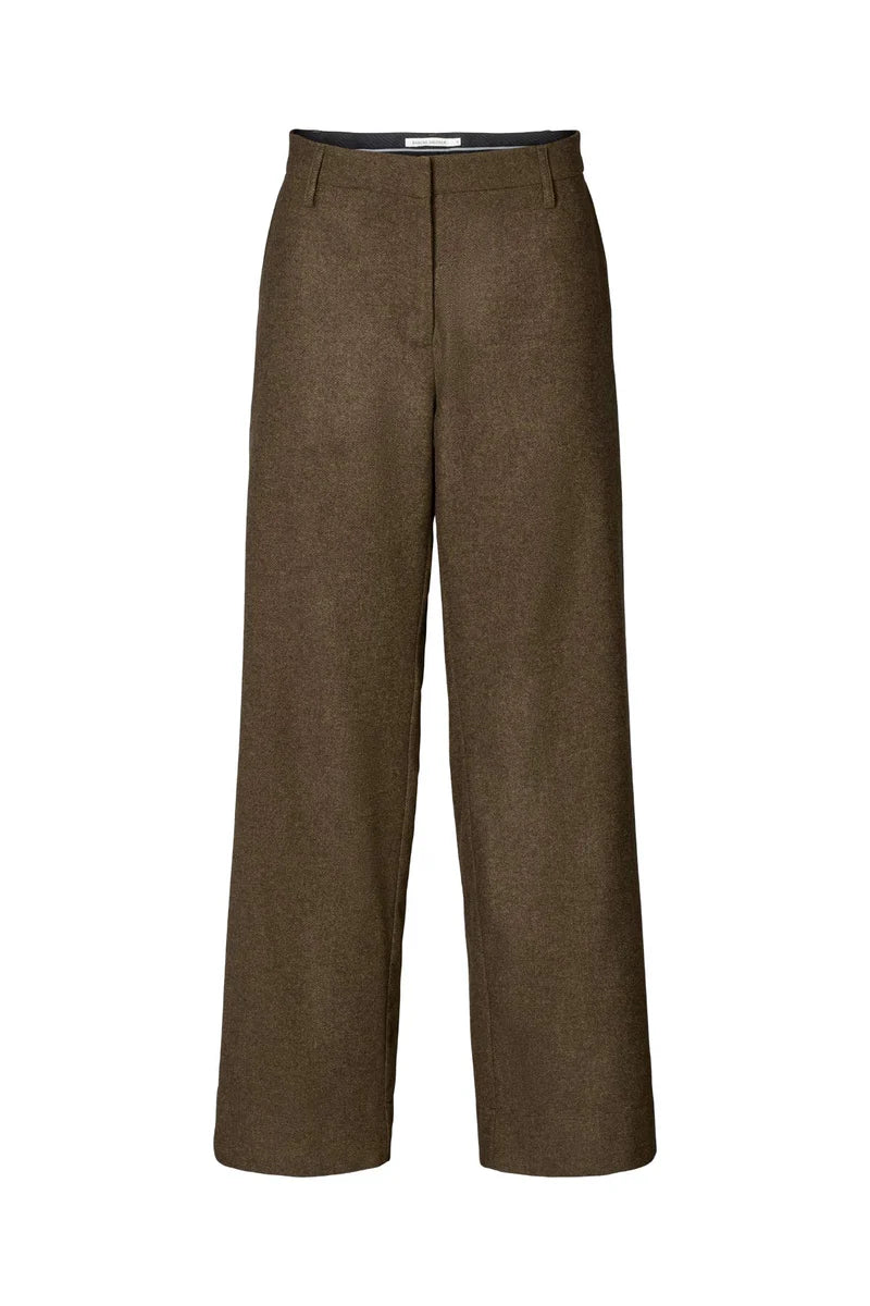 Kesia Mini Herringbone Pants Dark Brown