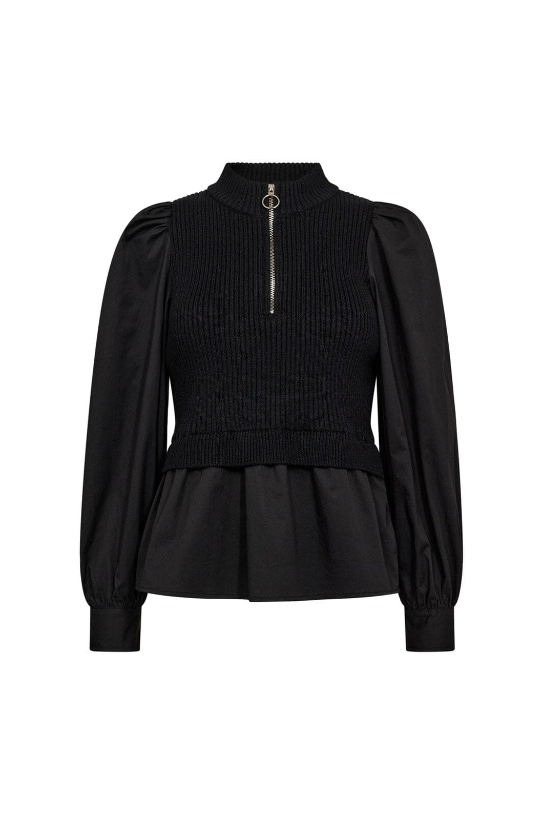 Elisabethcc Mix Zip Knit Black