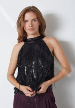 Load image into Gallery viewer, SillaCC Sequin Halter Top Black
