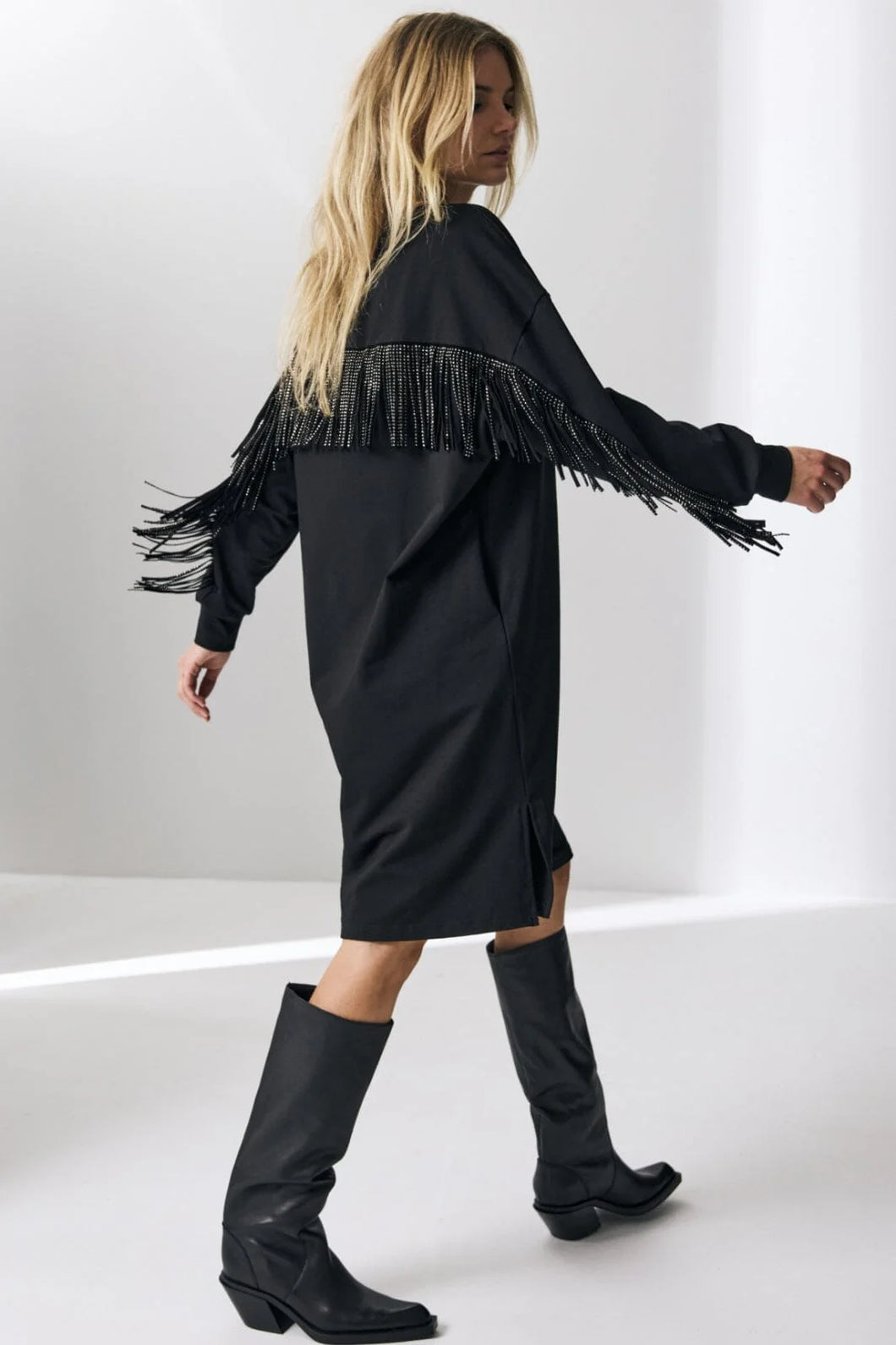 Stud Fringe Sweat Dress