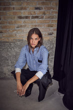 Load image into Gallery viewer, Contrast Color Check Shirt Blue
