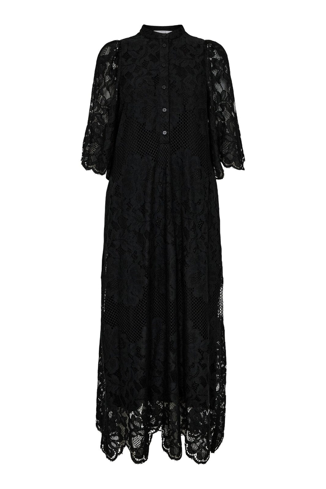 Curvey Lace Hem Placket Dress