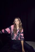 Load image into Gallery viewer, HL24 Stripe Football Blouse Navy, Pink
