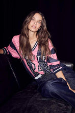 Load image into Gallery viewer, HL24 Stripe Football Blouse Navy, Pink
