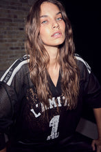 Load image into Gallery viewer, Lace Football V blouse Black
