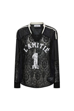 Load image into Gallery viewer, Lace Football V blouse Black
