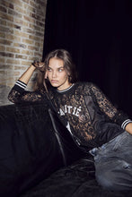 Load image into Gallery viewer, Lace Ls Football Blouse Black
