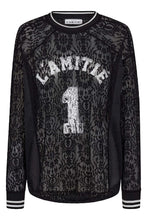 Load image into Gallery viewer, Lace Ls Football Blouse Black
