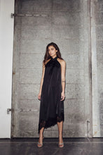 Load image into Gallery viewer, Naomi Asym Halter Dress Black
