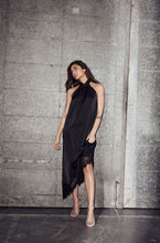 Load image into Gallery viewer, Naomi Asym Halter Dress Black
