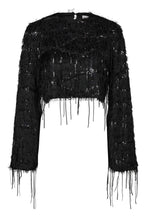 Hlaða mynd inn í gallerískoðara, Sequin Fringe Blouse Black
