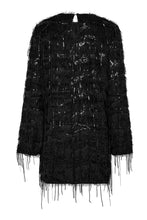 Hlaða mynd inn í gallerískoðara, Sequin Fringe Midi Dress Black
