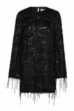 Hlaða mynd inn í gallerískoðara, Sequin Fringe Midi Dress Black
