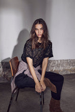Load image into Gallery viewer, Summer Lace Loose Tee Black
