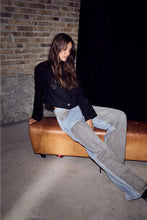 Load image into Gallery viewer, Two Tone Patch Jeans Blue Grey
