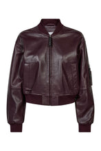 Hlaða mynd inn í gallerískoðara, Yasmin Leather Bomber Jacket Wine
