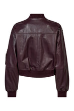 Hlaða mynd inn í gallerískoðara, Yasmin Leather Bomber Jacket Wine
