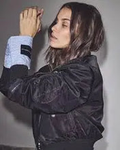 Load image into Gallery viewer, Sally Crop Bomber Black
