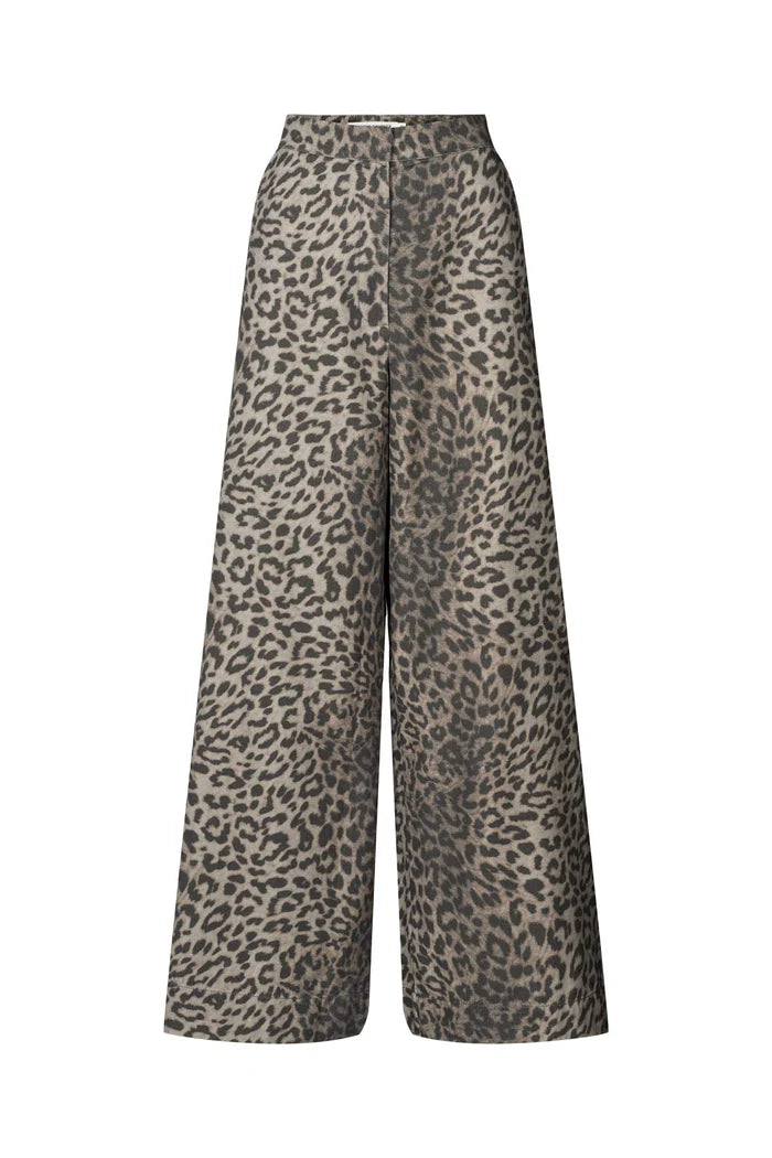 Leopard print wide leg pants